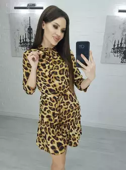 Жіноча леопардова сукня Золото р.42