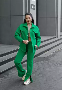 Жіночий спортивний костюм на флісі 42-48  Зелений 42