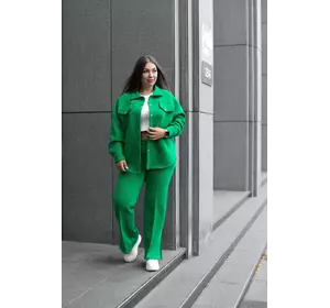 Жіночий спортивний костюм на флісі 50-56  Зелений 50